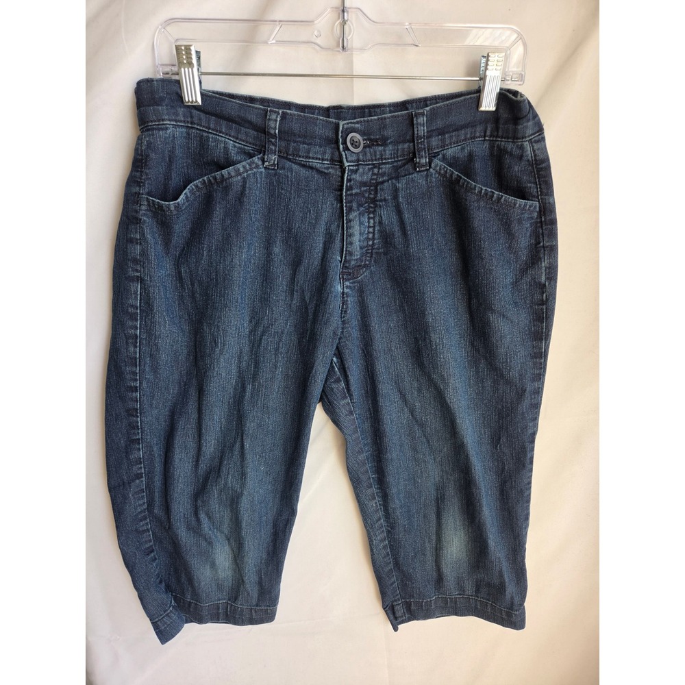 St. John's Bay Capri Jeans Womens Blue Dark Wash Classic Mid Rise Straight